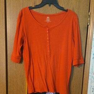 Faded Glory Orange Henley Blouse